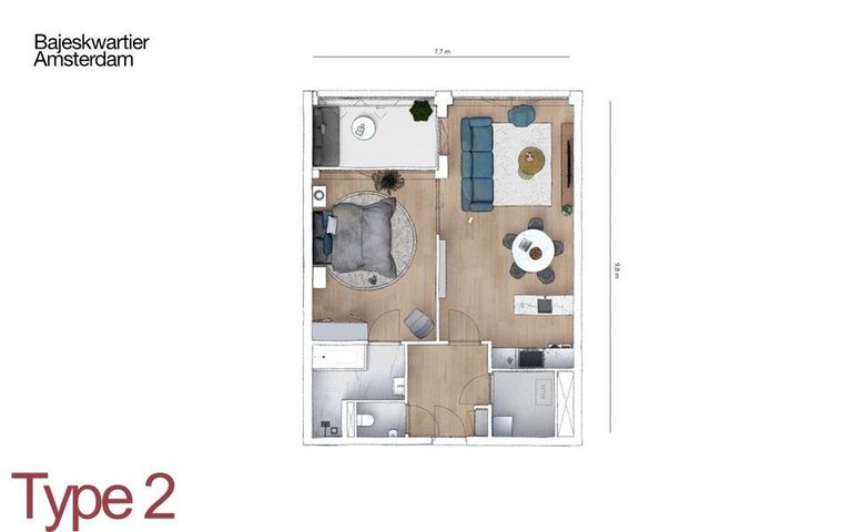 Type 2: 2-kamer appartement